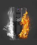 Smart 2 In 1 Car Cup Warmer And Cooler With Digital Temp Display showing fire and ice effects for dual functionality.