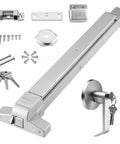 Heavy Duty 28 Inch Stainless Steel Push Bar Panic Exit Device With Exterior Lever And 3 Keys Commercial Emergency Door Hardware For 28 To 41 Inch Metal Or Wood Doors