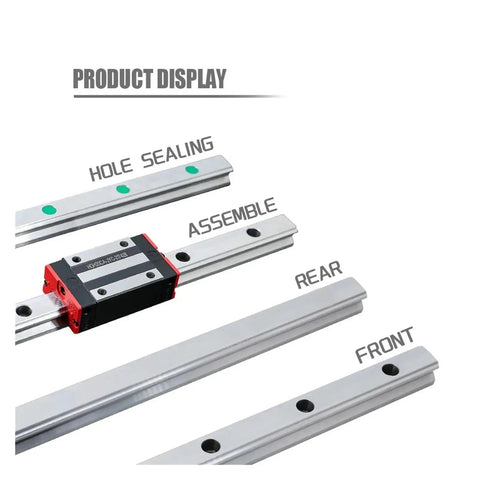 Smooth High Precision Linear Guide Rail Kit For CNC 250mm HGR25 Rails With Green Plugs Pre Drilled Support Bars, assembled view