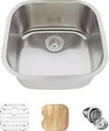 Undermount 20 Inch Stainless Steel Bar Sink, Single Bowl, 16 Gauge, 304-Grade, Brushed Satin Finish, Noise-Reduction Pads, Wet Bar