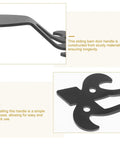 Close-up of black iron cabinet door handles, vintage metal pulls for kitchen cupboards, showcasing easy fit hardware and durable knobs.