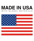 Made in USA label with American flag graphic and text 'With Global Materials' on N95 Disposable Respirator Mask Made In USA Super Comfy Fit.