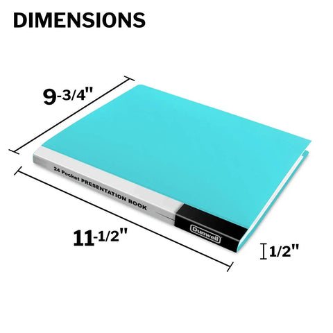 Meeting Ready 24-Pocket Presentation Binder For 8.5x11 Documents, 48 Page Capacity With Plastic Sleeves Aqua Portable Portfolio