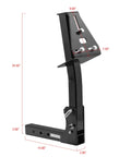 Pivoting Fold-Down Hitch Mount Spare Tire Carrier For 2-Inch Receivers With Easy Tailgate Access shown with dimensions