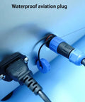 Heavy Duty Liquid Bottle Filler Machine With Digital Control And Dual Nozzles showing waterproof aviation plug connections.
