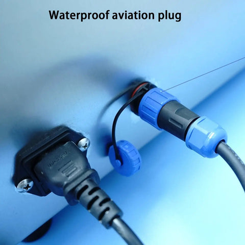 Heavy Duty Liquid Bottle Filler Machine With Digital Control And Dual Nozzles showing waterproof aviation plug connections.