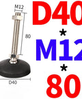 Adjustable Leveling Feet Made From Nylon And Stainless Steel For Durability And Corrosion Resistance, Heavy Duty Base Options 40 50 60mm, M8 M10 M12 Threads, 50 80 100 150mm Bolt Lengths, Easy Height Tuning For Furniture And Equipment. D40 M12 80mm leveling foot with stainless steel screw