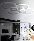 Six Ring LED Ceiling Light With Remote Dimmable 3000K 4000K 6500K Adjustable 31.4 Inch Flush Mount in modern living room
