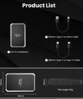 Car TV Mate Pro Wireless CarPlay Adapter 2 In 1 Magic AI Box with Type-C cables and dimensions displayed