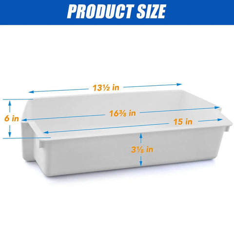 Door Shelf Bin Replacement For Refrigerator Door Shelf Fits Frigidaire Whirlpool Kenmore Amana Roper Estate Models 2187172 WP2187172 AP3853103 PS986890, white bin dimensions shown
