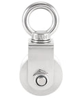 U Type Swivel Pulleys Set of 2, Stainless Steel 304, Duplex Bearings, Super Quiet Detachable Wheel, 360 Degree Rotation, Built Tough Heavy Duty Traction Wheel, Indoor Outdoor Use, 441 Lbs Load Capacity, Rust Resistant, front view M10 swivel pulley