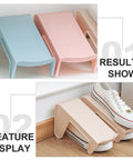 Hella Solid Double Layer Shoe Slot Organizer Rack With Non Slip Grip Base For Sneakers And Everyday Kicks To Keep Your Closets Stacked And Floors Crisp Today, displayed in blue and pink, showing neat shoe storage.