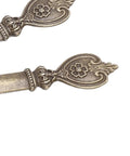 Close-up of decorative handles on Five Piece Retro Envelope Opener Set Zinc Alloy Letter Openers For Quick Mail Opening Sword Shaped Design