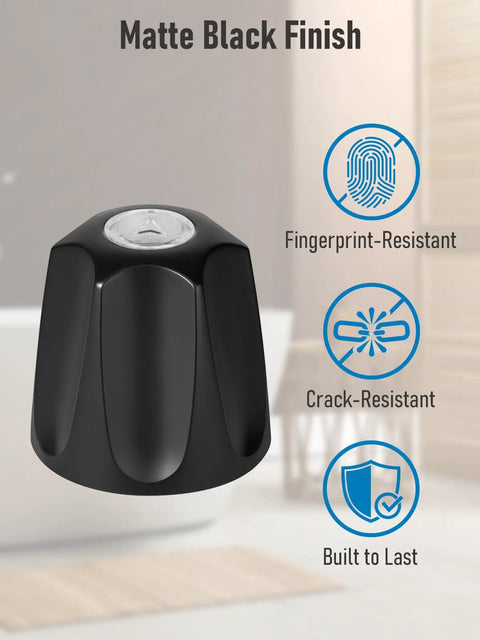 Replacement Shower Knob Kit For Verve Tub And Shower Faucets Matte Black Detail Showing Fingerprint and Crack Resistance