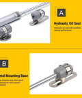 Close-up of Soft Close Gas Stay Hinges for Cabinets and Storage Boxes, 2 Pack, 150N Lift Support With Thick Zinc Alloy Connector
