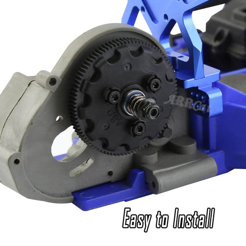 Durable 86T 48P Spur Gear Set With 19T 21T 23T Pinions And Slipper Clutch Upgrade installation view on blue 1/10 RC car chassis
