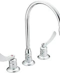 Commercial Kitchen Faucet With M Dura Solid Brass Construction, 4 Inch Wrist Blade Handles, 8 Inch Widespread Spout