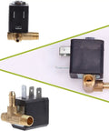 Heavy Duty Brass Solenoid Valve For Coffee Machines G1/8 Cannula Connection Normally Closed Ac 230V, showing brass body and terminals.