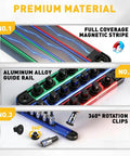 Pro Grade 21-Piece Hex And Torx Socket Set With Magnetic Rail Organizer showing magnetic stripe, alloy guide, rotation clips