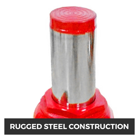 Heavy Duty 50 Ton Air Hydraulic Bottle Jack delivers a rock solid 17 inch lift range with rugged steel construction.