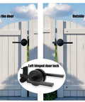 Double Sided Gate Latch for Wooden Fence And Wood Gate Heavy Duty Swinging Door Latch Self Locking Gate Hardware For Wood Gates Left Hinged Door Handle Adjustable For Various Door Thicknesses installed view