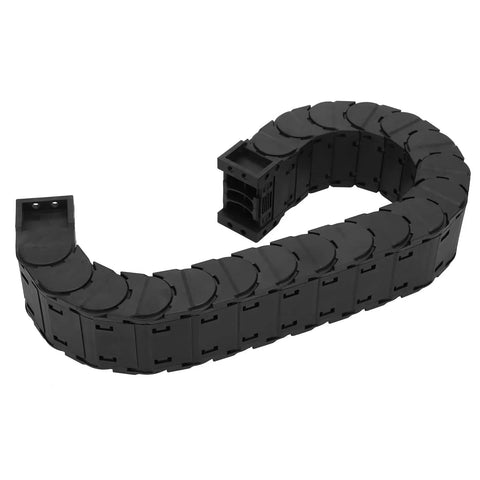 Rock Solid Low Noise Full Enclosed Nylon 66 Cable Drag Chain for CNC Machines, D30x38 mm, 1m, curved view