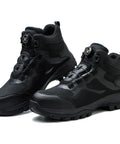 Front view of Titan Black Steel Toe Work Boots With Kevlar Puncture Proof Midsole And Cushioned Insoles For All Day Comfort, Safety, And Style, Women 11.5, Men 10, EU 44