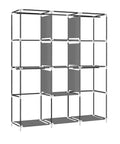50 Inch Portable Closet Wardrobe For Hanging Clothes With Nonwoven Cover, 4 Hanging Rods And 4 Storage Shelves, Black Steel Frame
