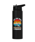 Black Sailplane Pilot Water Bottle Dope Gift For Glider Lovers Stainless Steel Insulated Double Wall Bottle For Aviation Enthusiasts