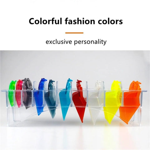 10 Piece Clip Guide Set For Electric Clippers Magnetic Guards Pro Haircut Combs displayed in colorful transparent holder