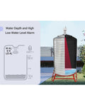 IP65 Water Level Sensor With Ultrasonic Technology Digital Liquid Depth Transmitter For Monitoring Boxes No Fuss Plug And Play Level Meter For High And Low Water Monitoring Compatible With Existing Sensors installed on a water tank outdoors.
