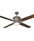 Cliff 56 Inch Industrial Steel Ceiling Fan with Dimmable LED Light Kit, opal frosted glass, reclaimed hickory and pewter ash blades