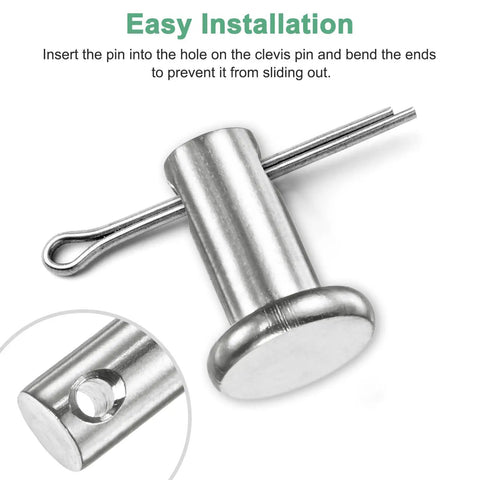 20 Pack Single Hole Clevis Pins M6 x 16mm 304 Stainless Steel Flat Head for Mechanical Linkage Fixed Parts Ship Rigging Link Hinge Pins Reusable Quick Connect Hardware installed with cotter pin