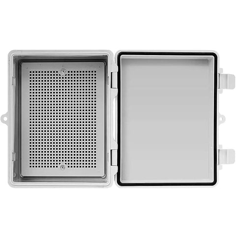 Built Tough ABS Waterproof IP67 Electronics Junction Box Enclosure With Hinged Lid Mounting Plate And Bracket interior view open