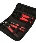 Premium Carbon Steel Wire Crimping And Stripping Pliers Set With Five Interchangeable Heads in a tool case for electricians