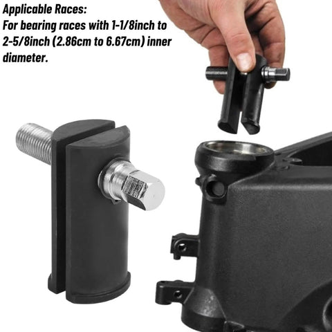 Heavy Duty Bearing Race Puller For Motorcycle Steering Neck Removal Tool Universal Fit shown in use