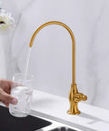 Brushed Gold Drinking Water Faucet For Under Sink RO System, stainless steel filter, quick connect, deep gold finish, easy mount