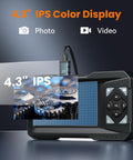 1080P Endoscope Camera With Light For Tight Spaces Pro Grade Industrial Borescope With Built In LED Illumination Clear Visuals For Engine Bays Drains And Wall Cavities Includes 32GB Card, 4.3-inch IPS display