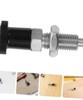 Heavy Duty Stainless Steel Reset Spring Indexing Plunger With Knockout Self Locking Grip For Precision Shop Tools And Workshop Projects That Works Like A Charm Daily, showing the threaded stainless steel body and black grip.