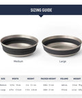 Detour Stainless Steel Collapsible Camping Bowl Medium 22 Oz Green Packable Durable EU Food-Grade Silicone sizing guide