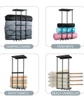 Heavy Duty Garage Wall Mount Storage Rack For Outdoor Gear And Camping Essentials, Metal Floating Shelf With Four Hooks
