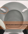 Toilet Seat Bumper Kit Replacement For Worn Out Seat Bumpers, Pack Of 4, White, Just Snap In, shown on toilet seat with bumpers.