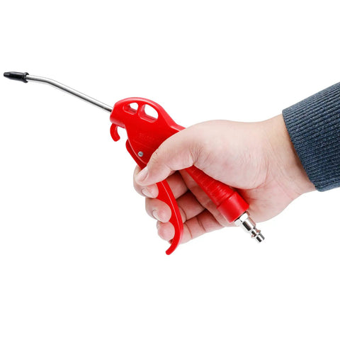 Person holding High Flow Air Blower Gun For Compressors With Angled Bent Nozzle And Ergonomic Handle Heavy Duty Plastic Body 180 Psi Maximum