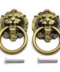 Antique Bronze Lion Head Knob Pull Handle Set Includes 2 Zinc Alloy Drawer Pulls With Mounting Screws, vintage cabinet handle