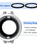 Close-up of Heavy Duty 3 Inch Type D Aluminum Cam And Groove Hose Coupling showing sealing ring and two spare gaskets.