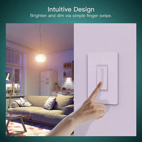 Single Pole Smart Dimmer Switch For Dimmable Bulbs With 2.4GHz WiFi Works With Alexa And Google Home App Remote Control