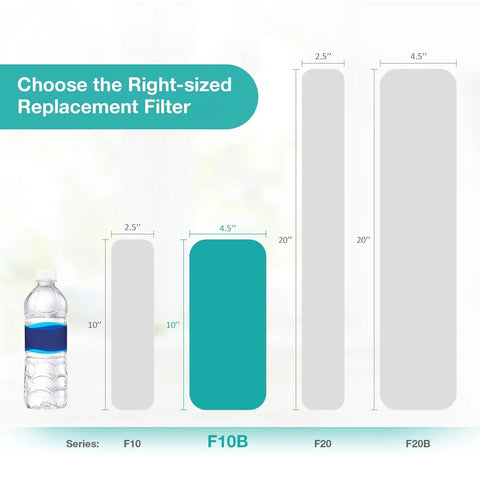 Comparison of filter sizes for Five Micron Sediment Water Filter For Whole House Filtration 10 Inch By 4.5 Inch Replacement Cartridge