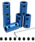 Rigid Shaft Coupler 8mm To 8mm Aluminum Alloy, 6 Pack, high precision blue connectors for motors, screws, and L wrench included