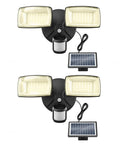 Onforu 36W Solar LED Security Lights, PIR Motion Sensor Outdoor, Yard featuring dual heads and solar panel.