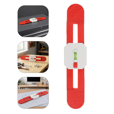 Telescopic Spirit Level for Air Conditioner Indoor Unit Installation on a work surface, highlighted in red and white.